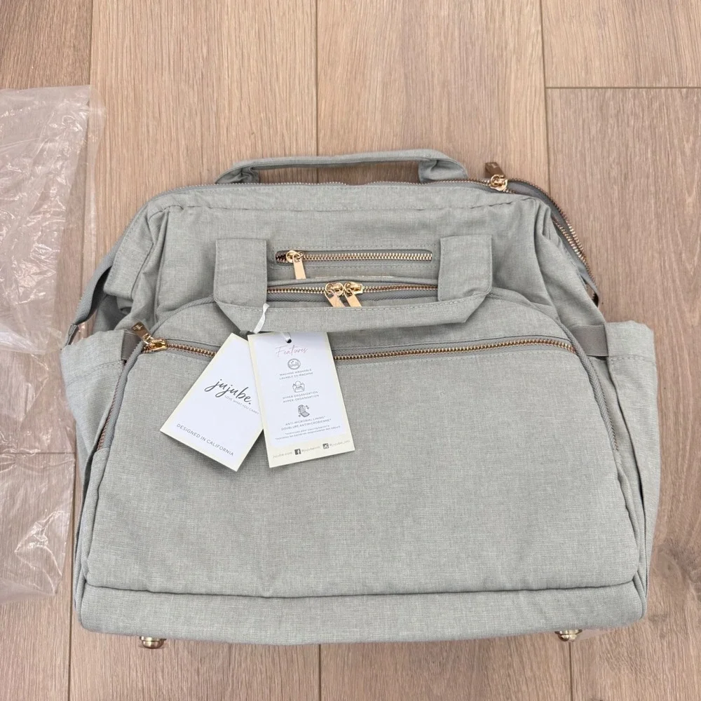 Jujube Dr. BFF Diaper Bag Pebble Gray Rose Gold Hardware New With Tags